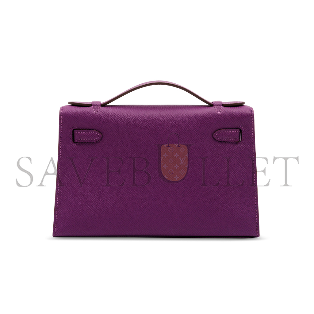 H**mes master an anÉmone epsom leather kelly pochette with palladium hardware (22*14*7cm)